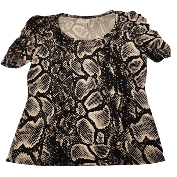 Worthington Snake Print Half Puff Sleeve Stretchy Blouse Size M - Picture 5 of 9